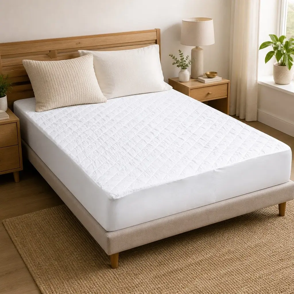 King Size Quilted Fitted Mattress Protector Waterproof Microfiber White Dust Mite Allergen Resistant