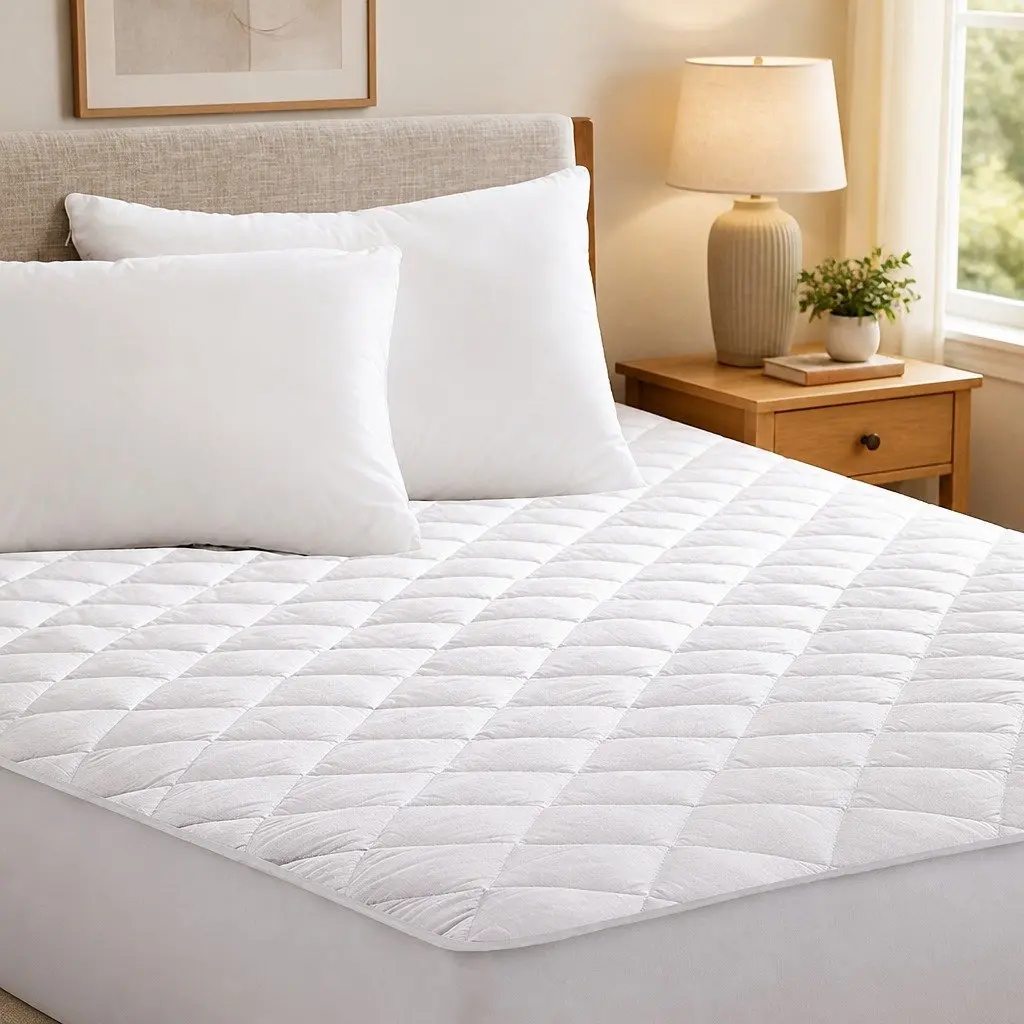 King Size Quilted Fitted Mattress Protector Waterproof Microfiber White Dust Mite Allergen Resistant