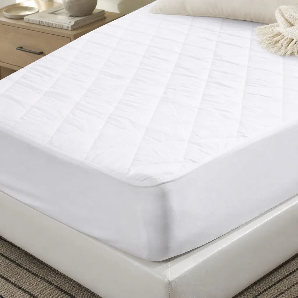 King Size Quilted Fitted Mattress Protector Waterproof Microfiber White Dust Mite Allergen Resistant