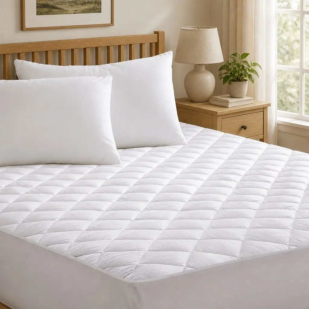 King Size Quilted Fitted Mattress Protector Waterproof Microfiber White Dust Mite Allergen Resistant