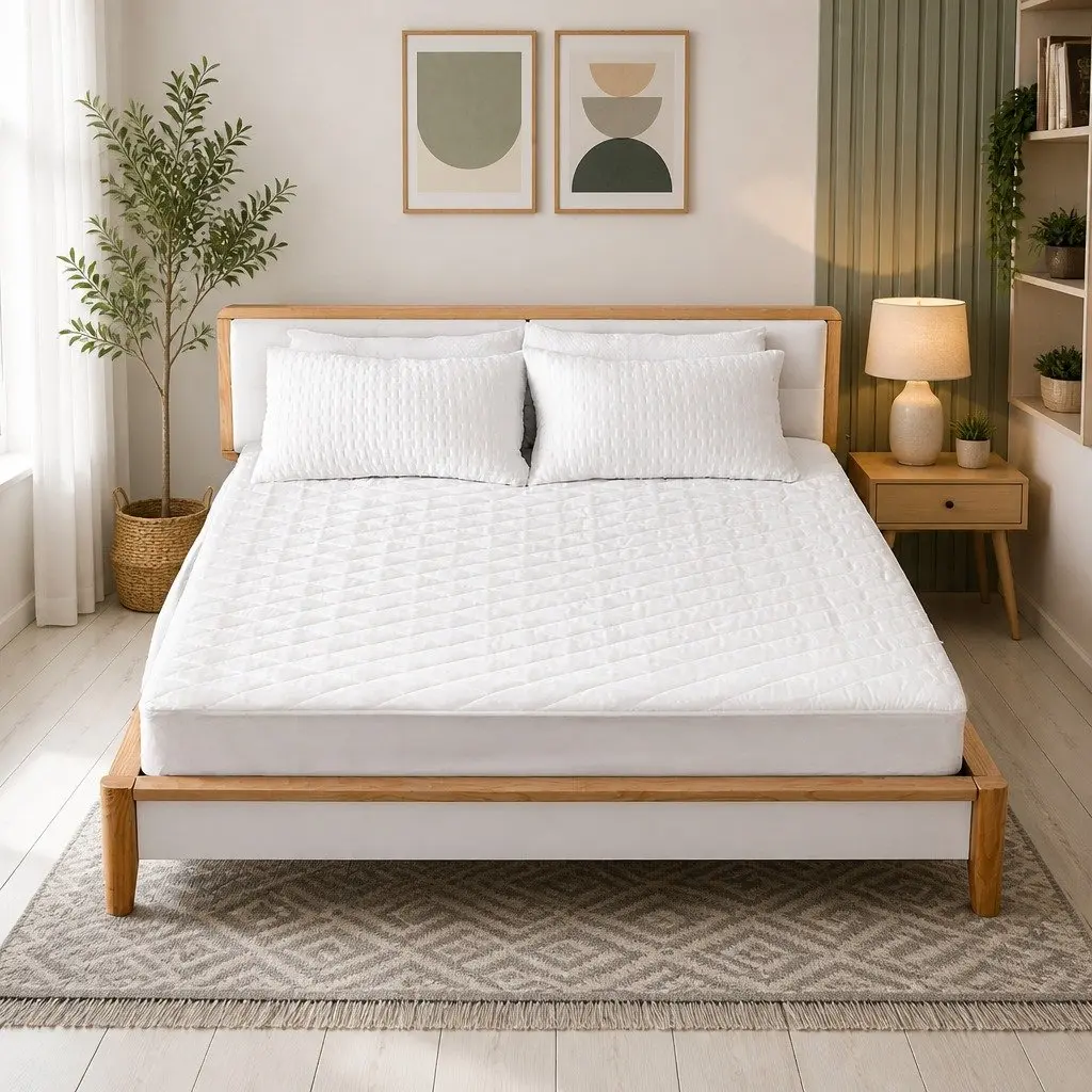 King Size Quilted Fitted Mattress Protector Waterproof Microfiber White Dust Mite Allergen Resistant