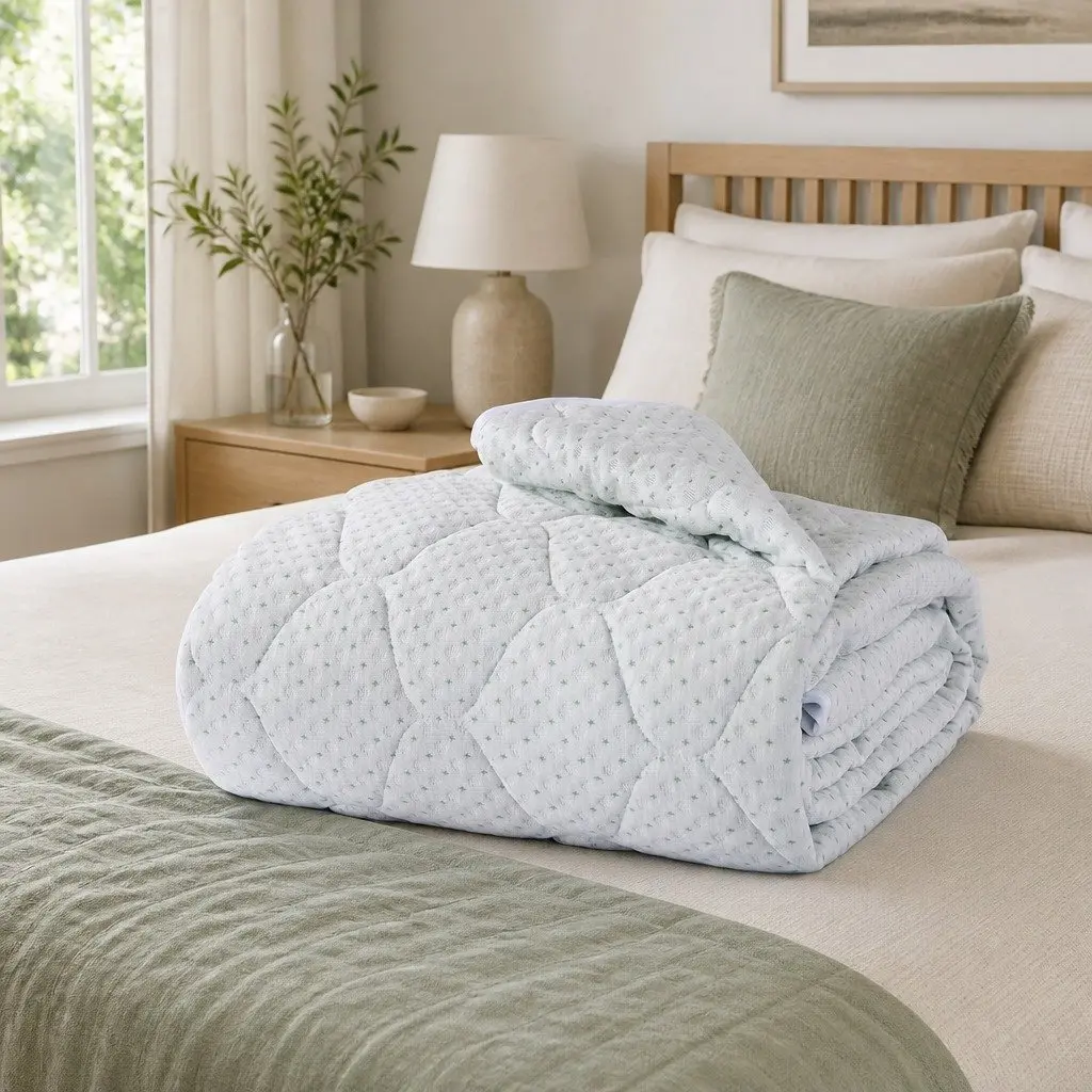 Single Fitted Mattress Protector Waterproof Quilted Bamboo Fibre 188cm x 91cm White