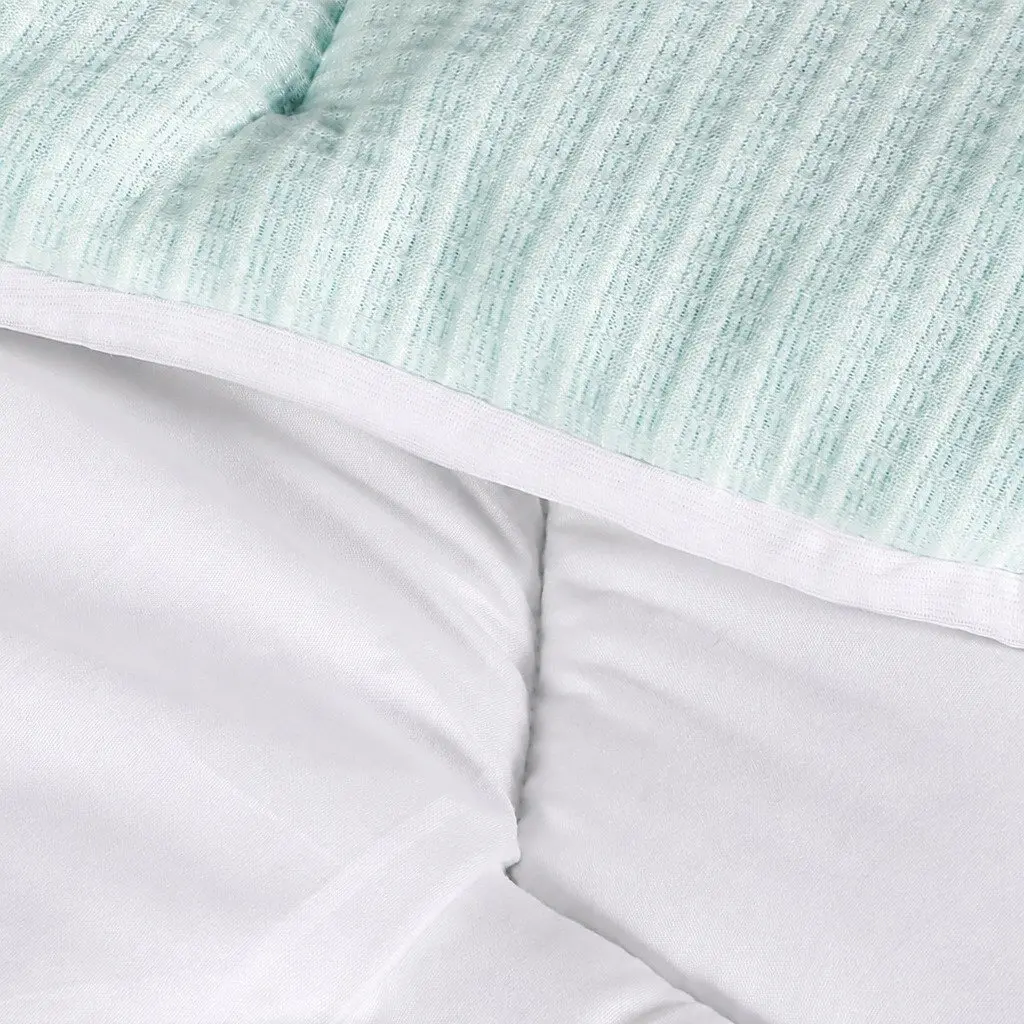 Double Mattress Topper Memory Foam 3cm Thick Bamboo Cover White and Blue
