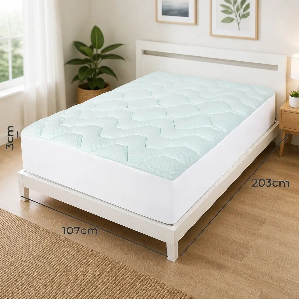 King Single Mattress Topper Memory Foam Pillowtop Bamboo Cover Deep Pocket