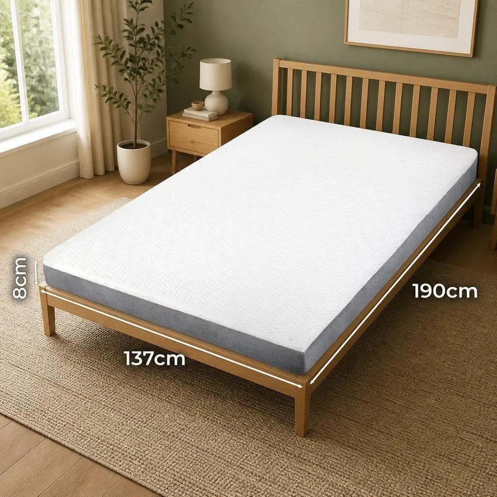 Memory Foam Mattress Topper Dual Layer Double Size White and Grey