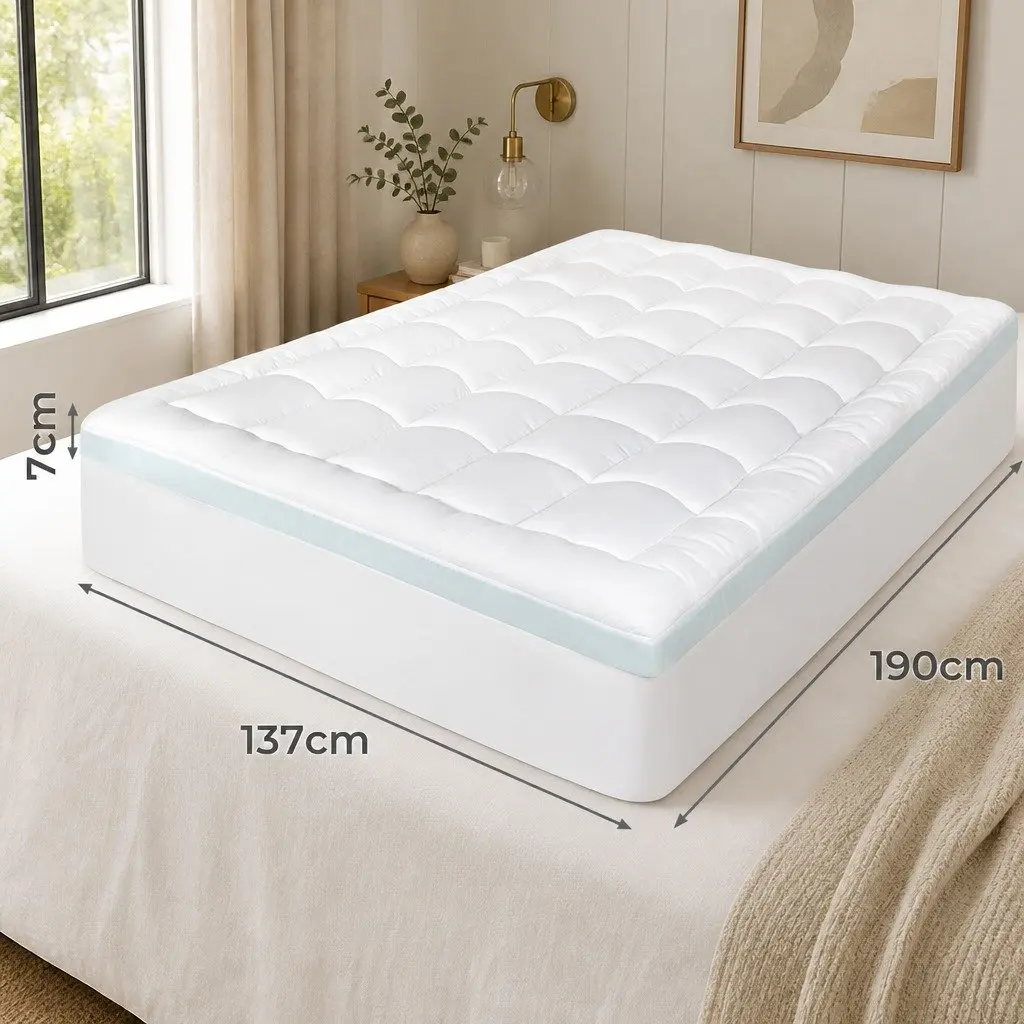 Gel Memory Foam Mattress Topper 8cm Double Size Pressure Relief Cooling Pad