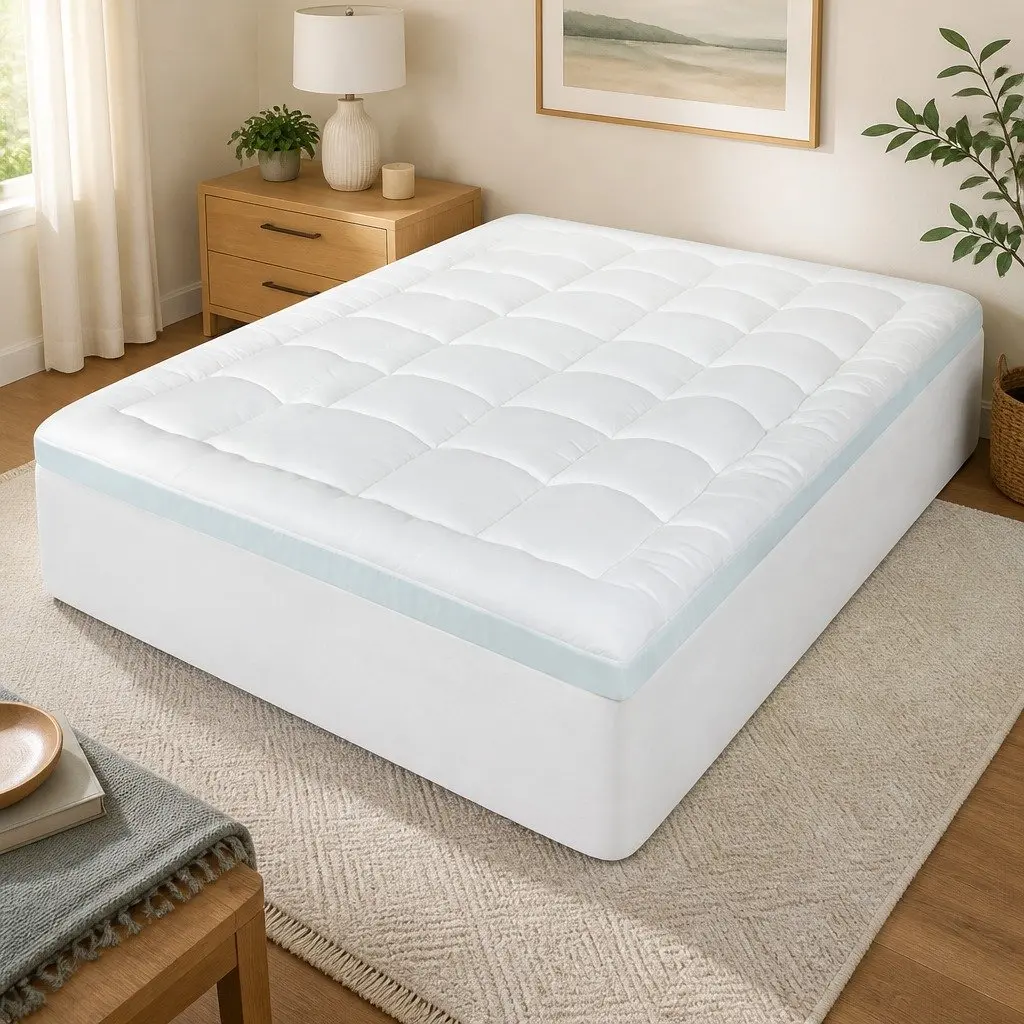 Gel Memory Foam Mattress Topper 8cm Double Size Pressure Relief Cooling Pad
