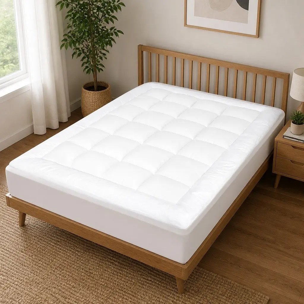Single Bed Topper 5cm Extra Thick Pillowtop White Fitted Skirt