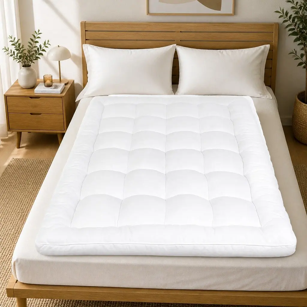 Single Bed Topper 5cm Extra Thick Pillowtop White Fitted Skirt