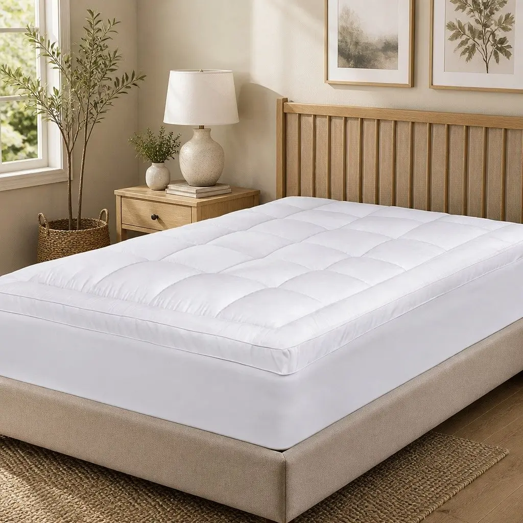 Single Bed Topper 5cm Extra Thick Pillowtop White Fitted Skirt