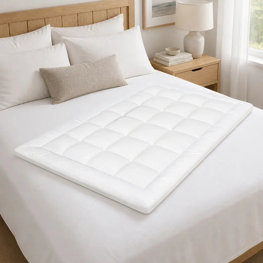 Single Bed Topper 5cm Extra Thick Pillowtop White Fitted Skirt