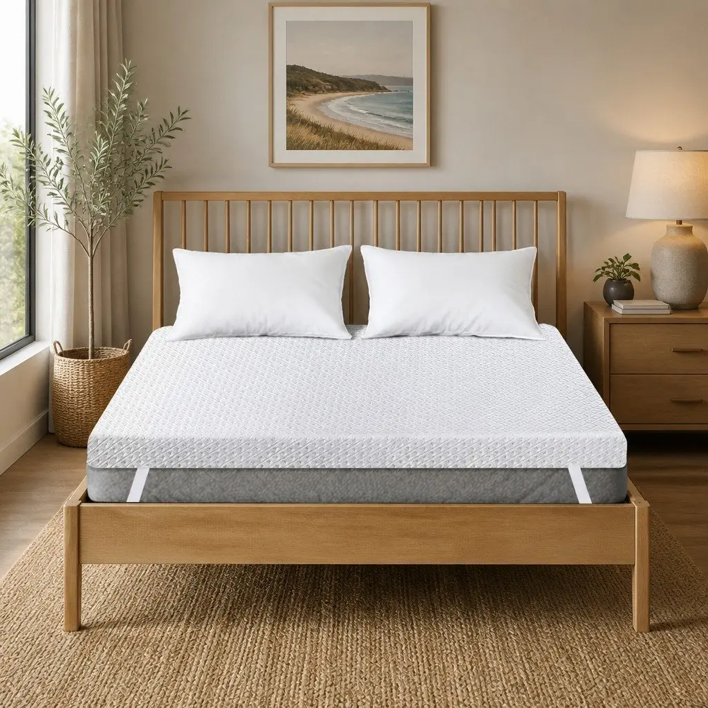 Memory Foam Mattress Topper 10cm Cooling Gel Bamboo Charcoal White Dual-Layer Construction