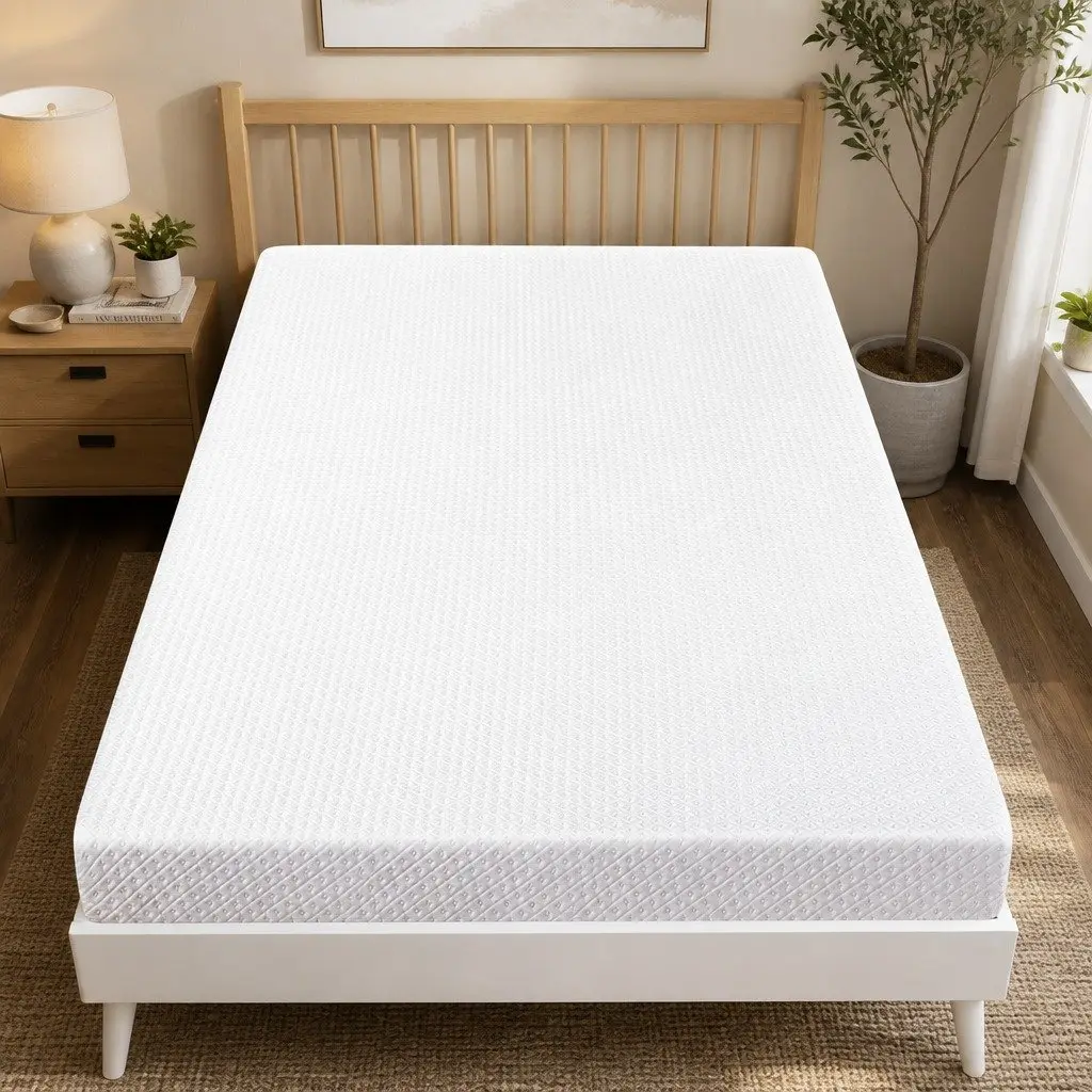 Memory Foam Mattress Topper 10cm Bamboo Charcoal Cooling Gel Dual-Layer White