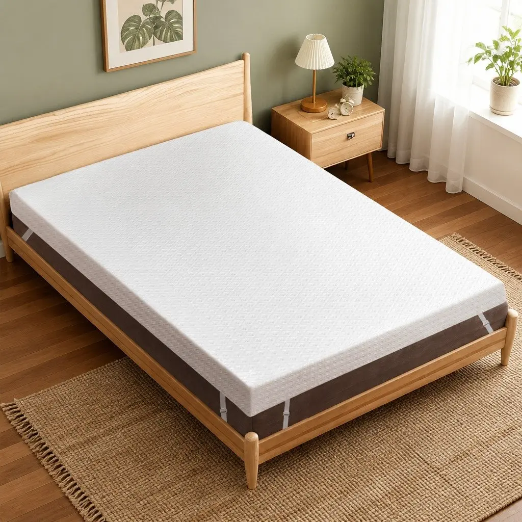Memory Foam Mattress Topper 10cm Bamboo Charcoal Cooling Gel Dual-Layer White