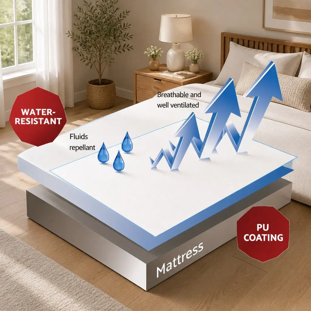 Mattress Protector Bamboo Fabric Water-Resistant Dust Mite Bacteria Barrier Queen Size 203x152x35cm