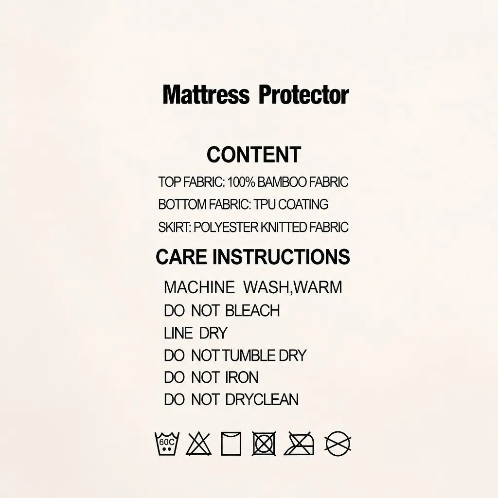 Mattress Protector Bamboo Fabric Water-Resistant Dust Mite Bacteria Barrier Queen Size 203x152x35cm