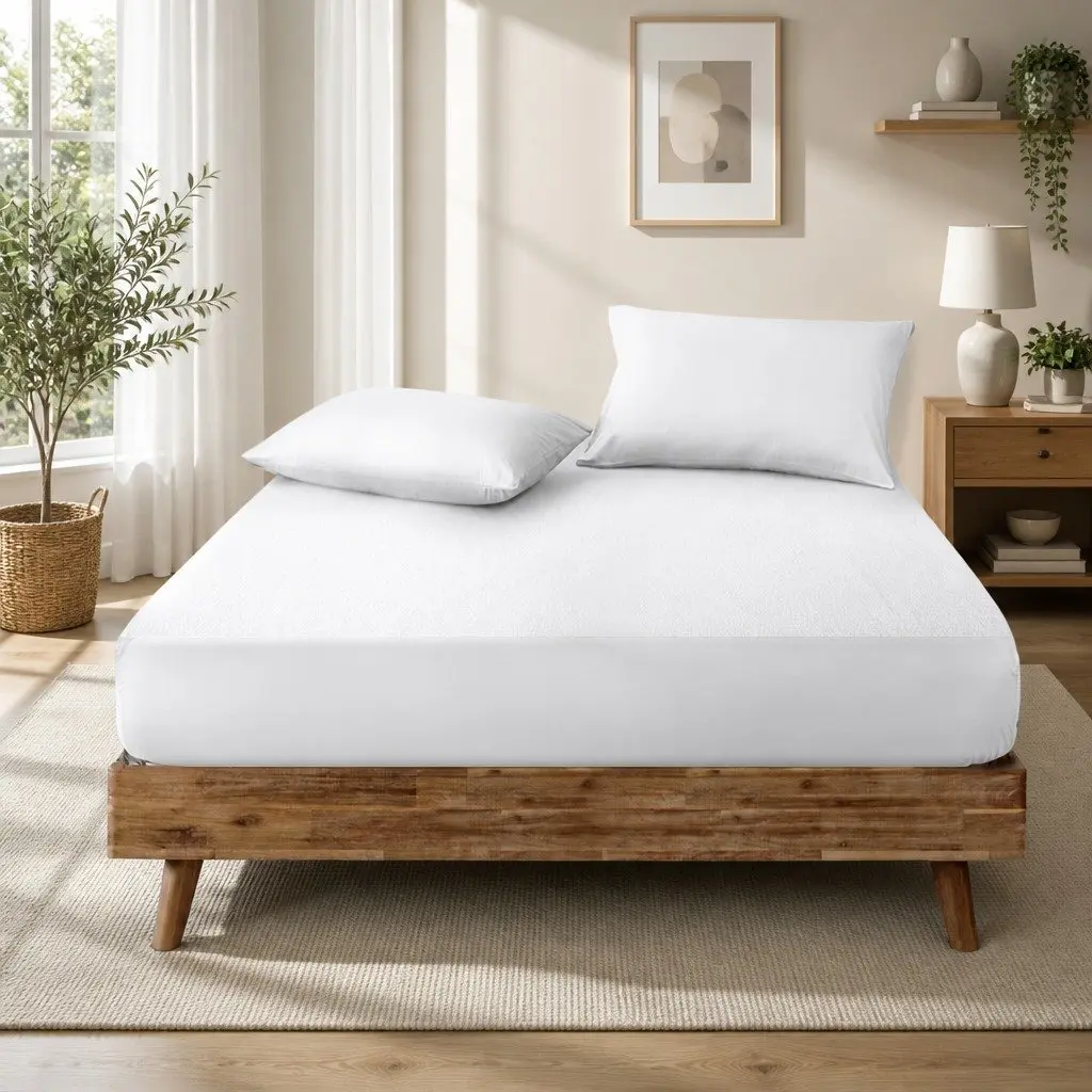 Mattress Protector Bamboo Fabric Water-Resistant Dust Mite Bacteria Barrier Queen Size 203x152x35cm