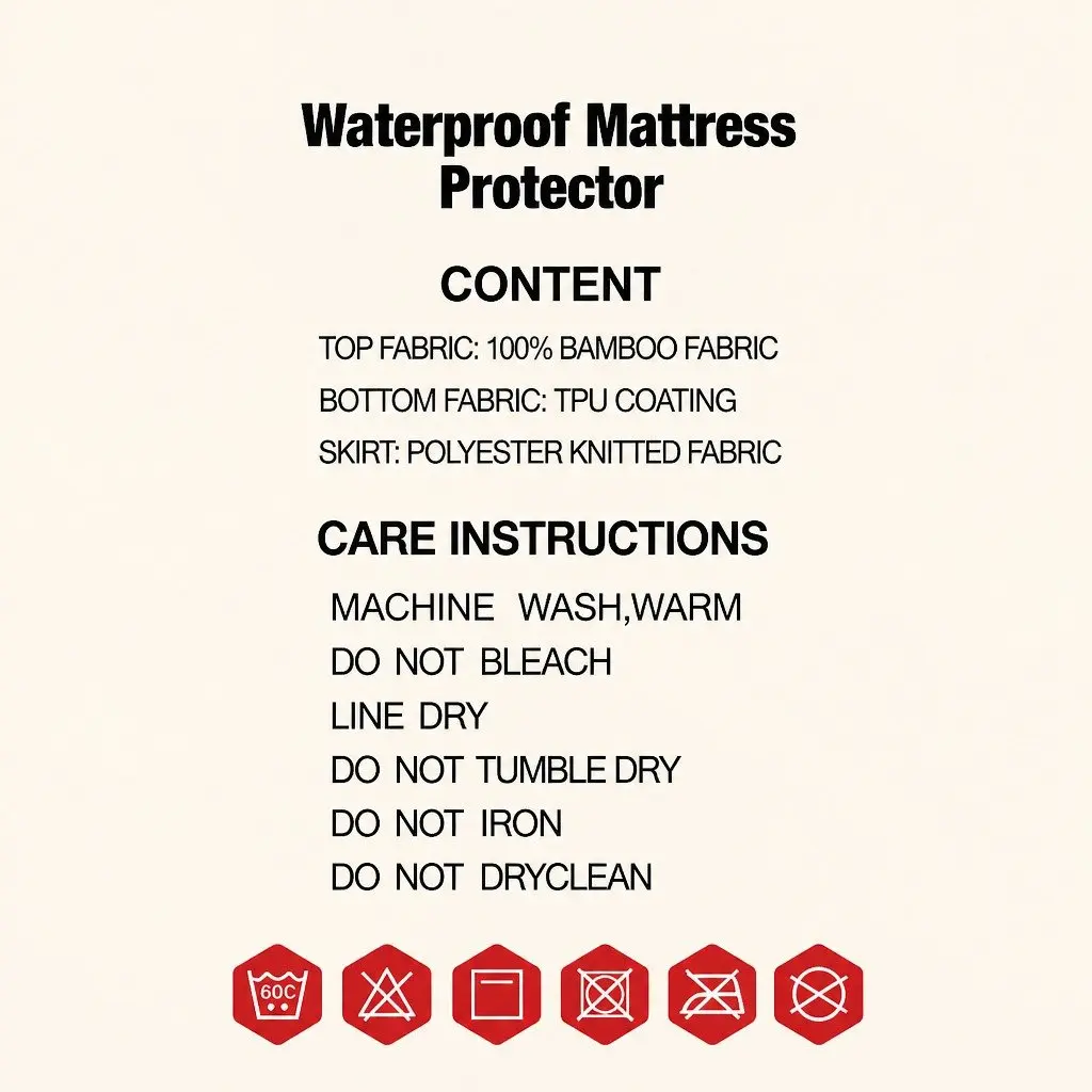 Single Mattress Protector Bamboo Fabric Waterproof Fitted Deep Mattress Cover