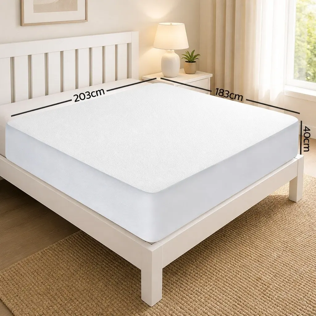 Mattress Protector Bamboo King Waterproof Fitted White Dust Mite Bacteria Resistant