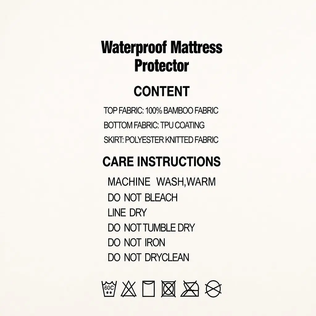Bamboo Fabric Fitted Mattress Protector White Water-Resistant Cover Queen Size