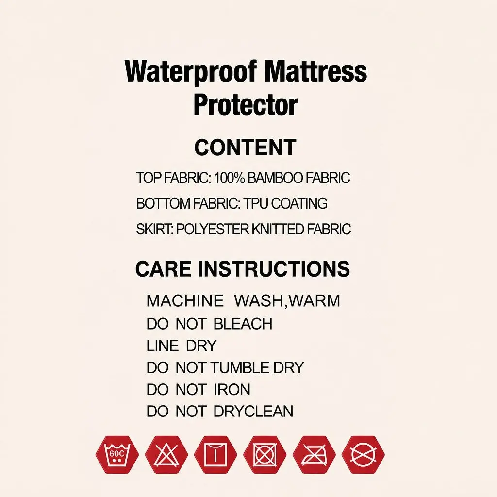 Single Mattress Protector Water-Resistant Bamboo Fabric Breathable White Fitted 188cm x 91cm 40cm Deep