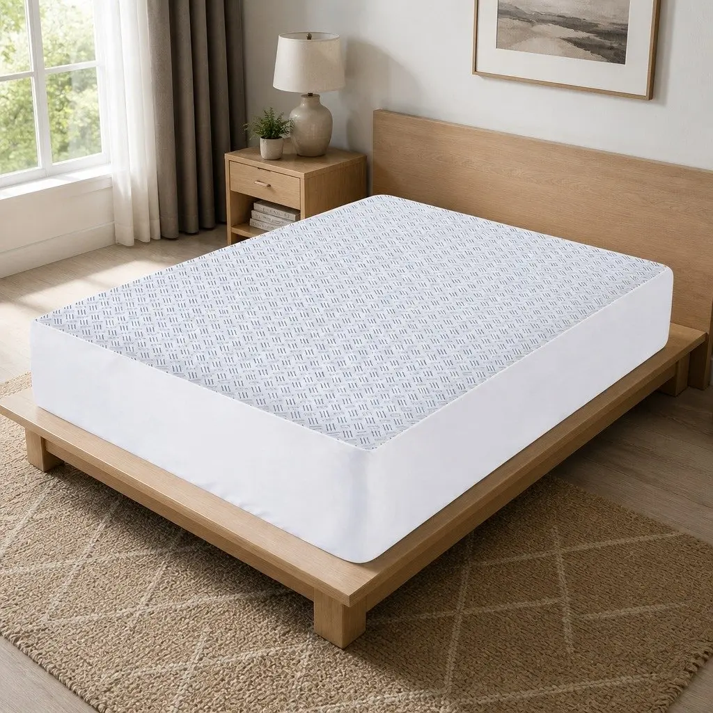 Mattress Protector Cooling Waterproof Deep Pocket Fitted Skirt Blue King Single