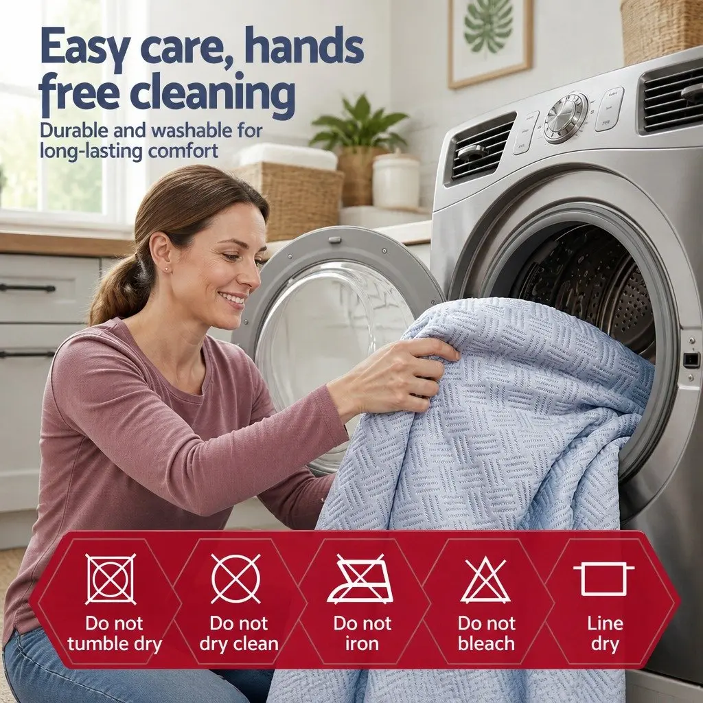 Mattress Protector Cooling Waterproof Deep Pocket Fitted Skirt Blue King Single