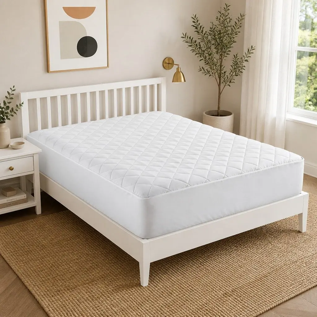 Mattress Protector Quilted Waterproof Double Cotton Top 188cm x 137cm White