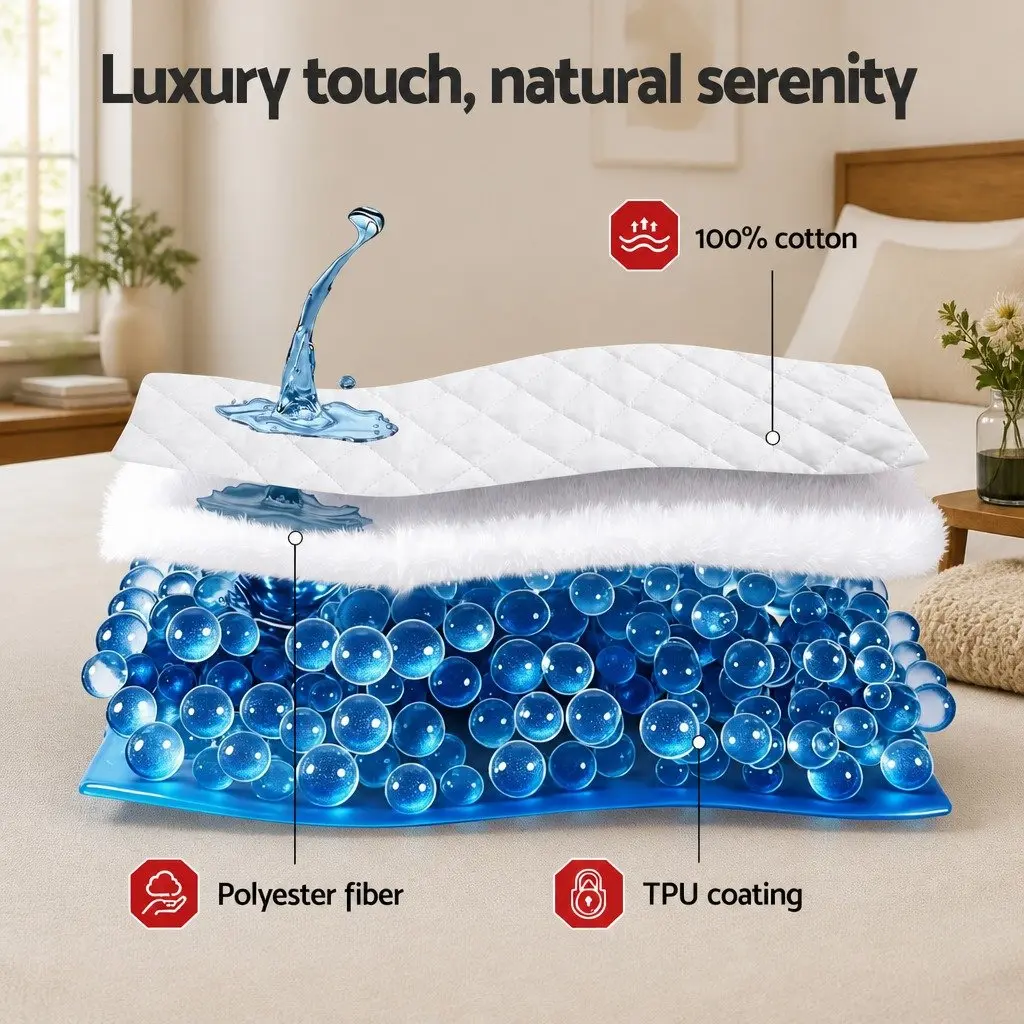Mattress Protector Quilted Waterproof Double Cotton Top 188cm x 137cm White