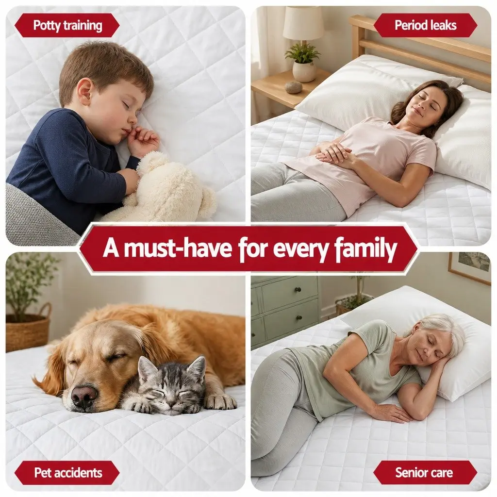 Mattress Protector Quilted Waterproof Double Cotton Top 188cm x 137cm White