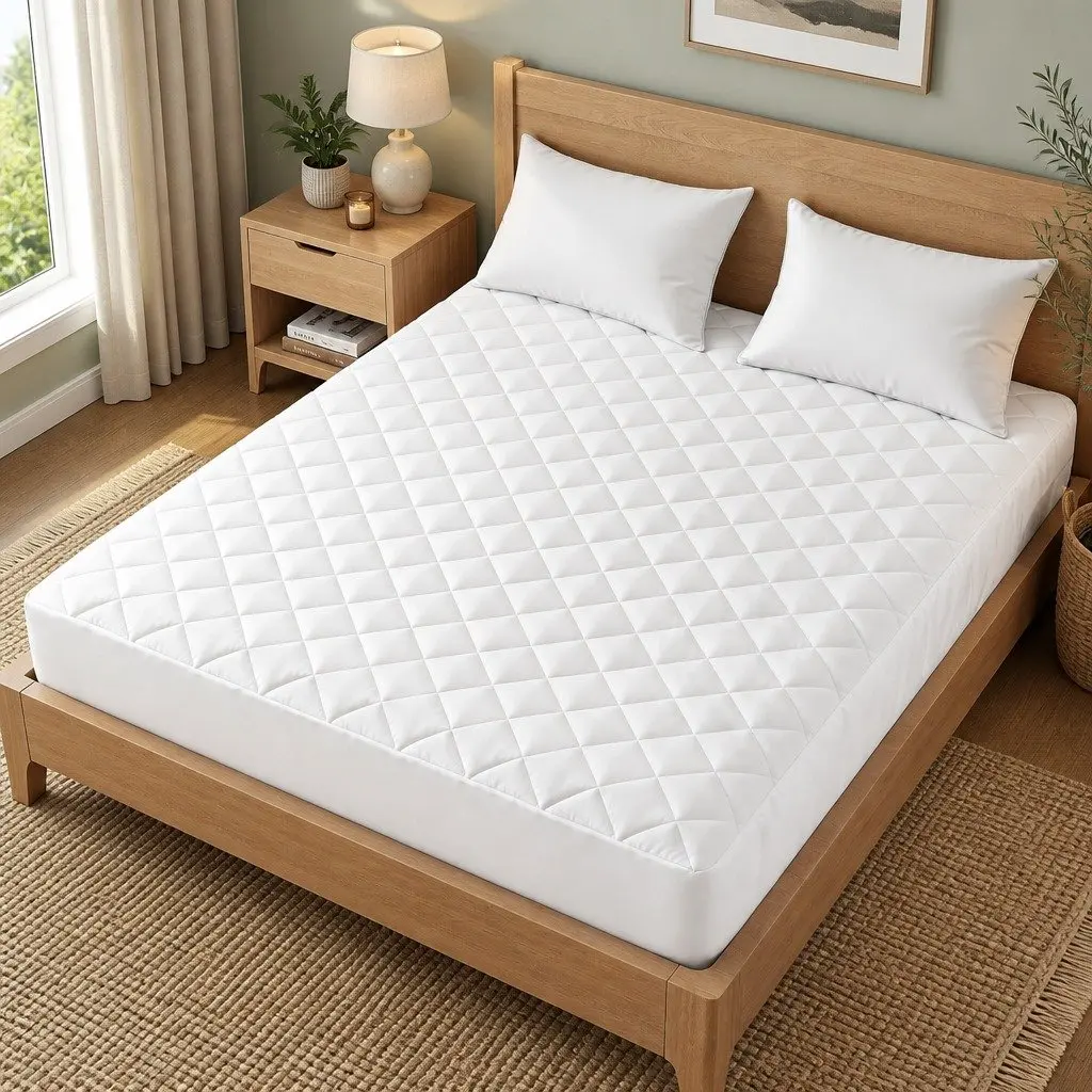 Mattress Protector Quilted Waterproof Double Cotton Top 188cm x 137cm White