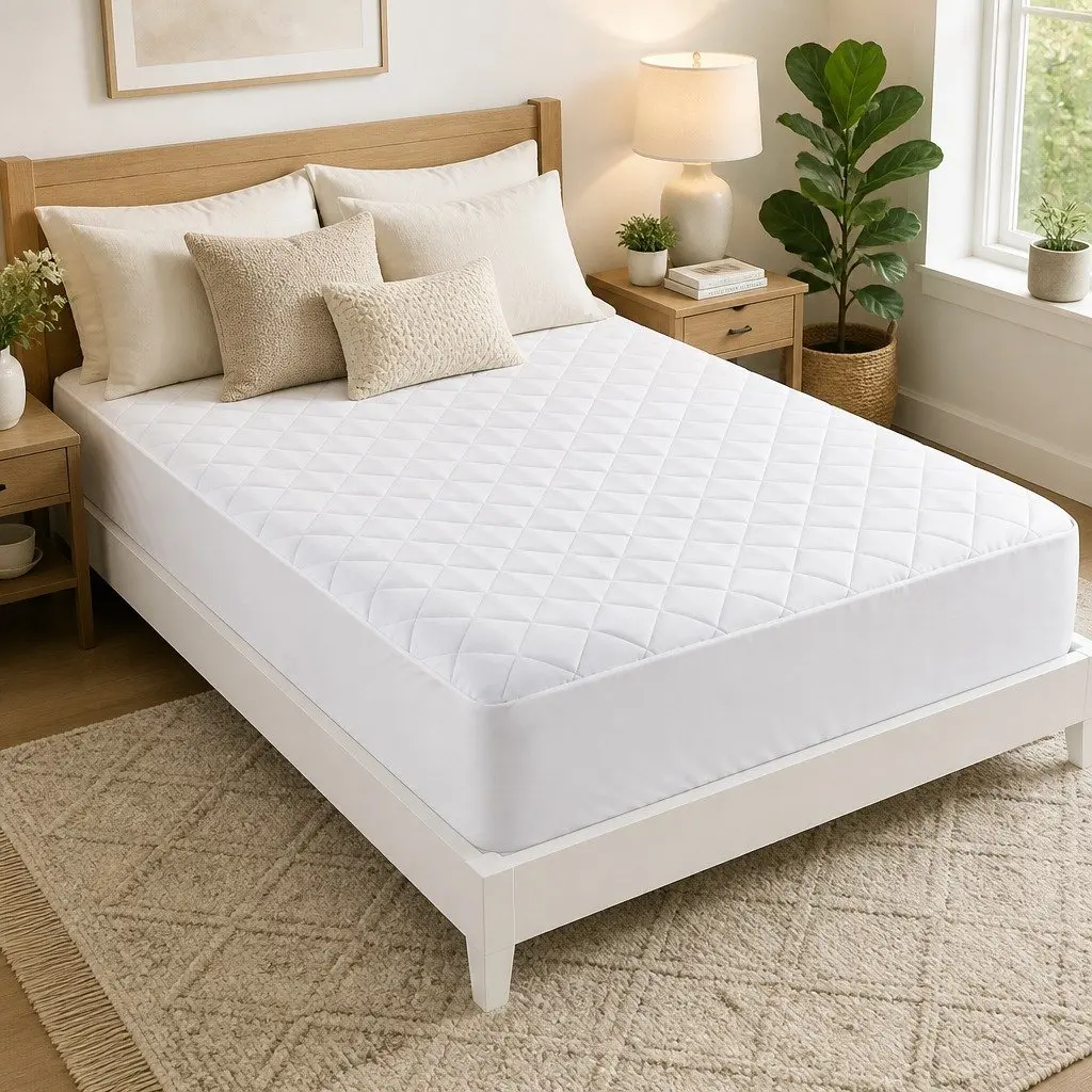 Waterproof Mattress Protector King Quilted Fitted Cotton Cover 40cm Deep Skirt
