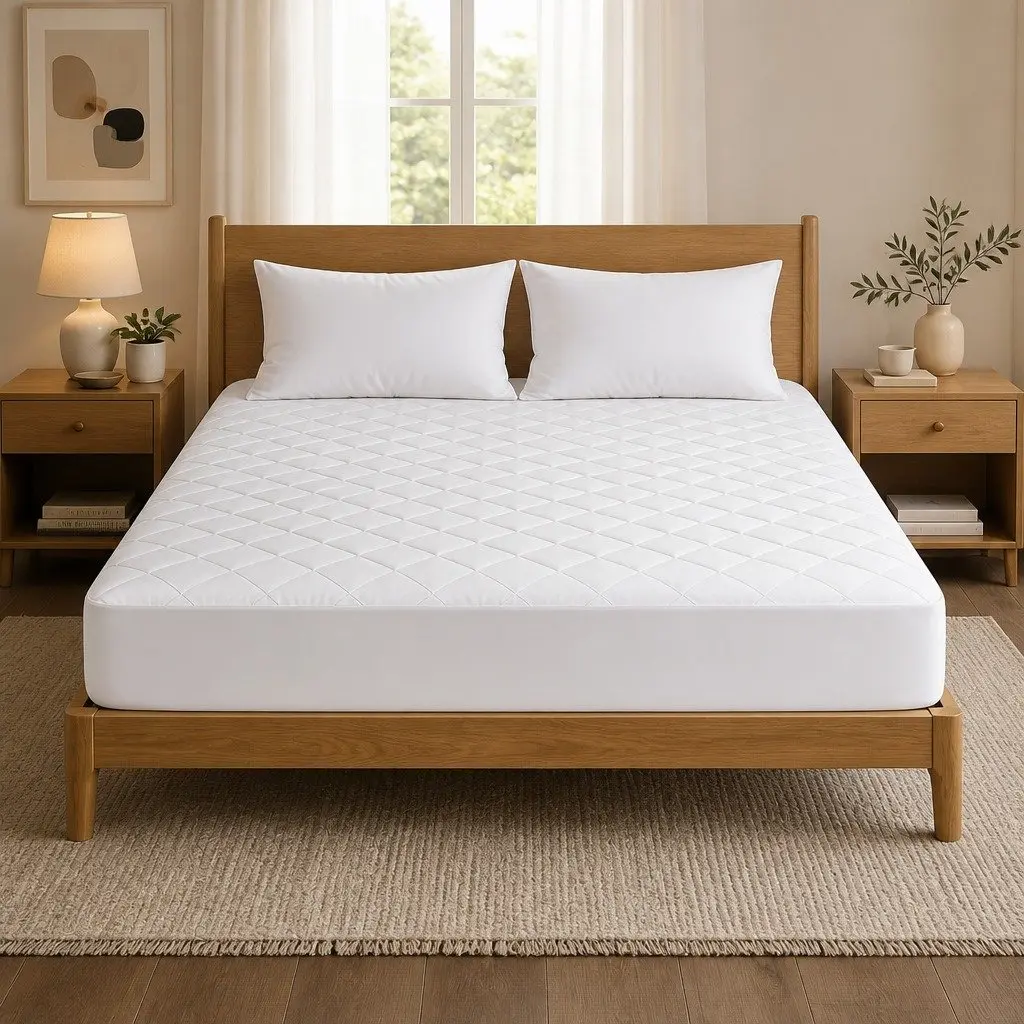 Waterproof Mattress Protector King Quilted Fitted Cotton Cover 40cm Deep Skirt