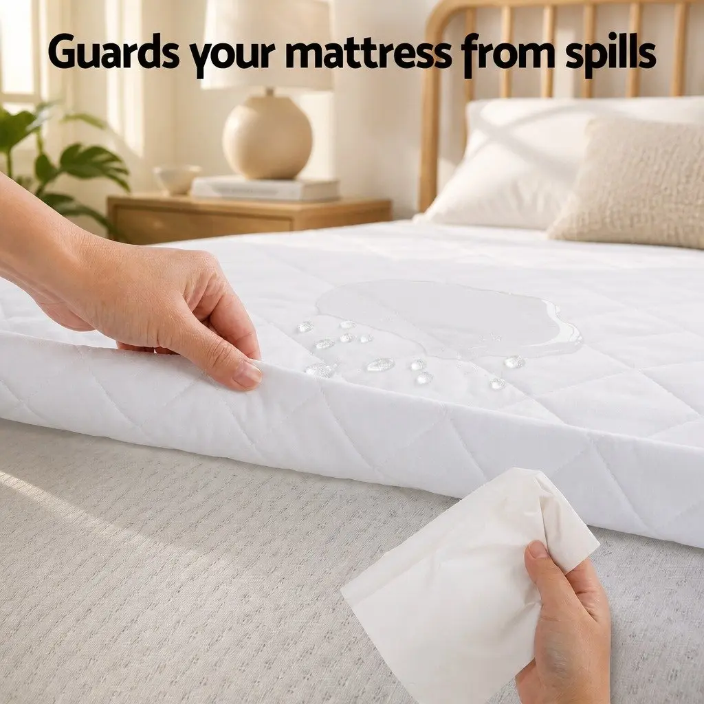 Waterproof Mattress Protector King Quilted Fitted Cotton Cover 40cm Deep Skirt