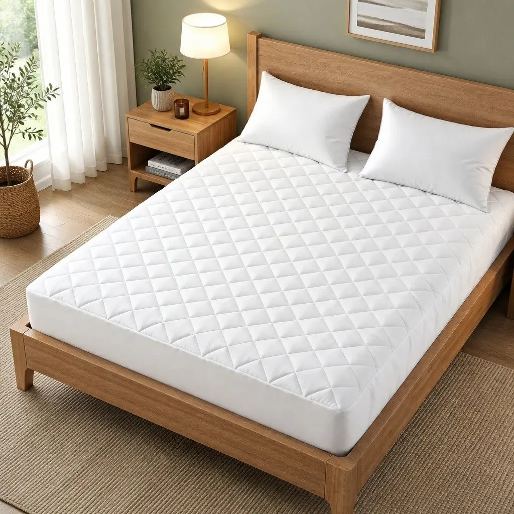 Waterproof Mattress Protector King Quilted Fitted Cotton Cover 40cm Deep Skirt
