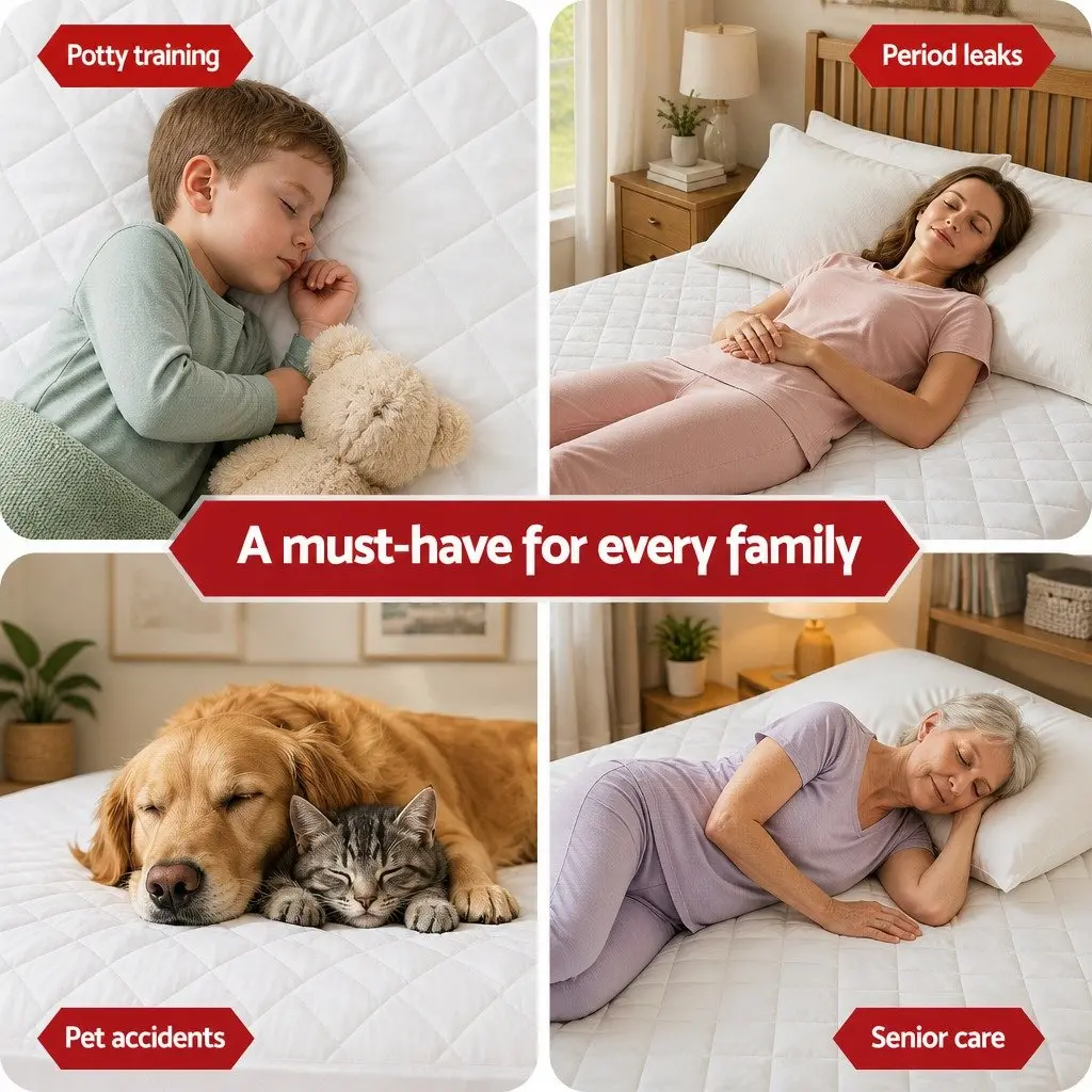 Waterproof Mattress Protector Single Size Quilted Fitted Sheet Cotton Cover
