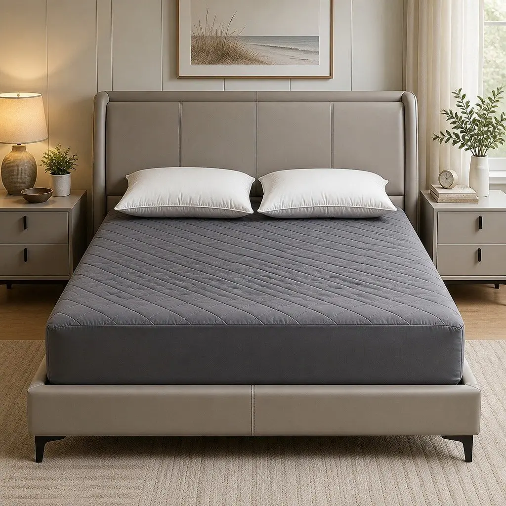 Mattress Protector Microfiber 360° Elastic Fitted Skirt Queen Size Grey