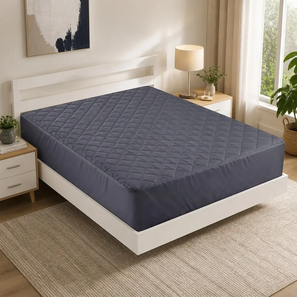 Mattress Protector Microfiber 360° Elastic Fitted Skirt Queen Size Grey