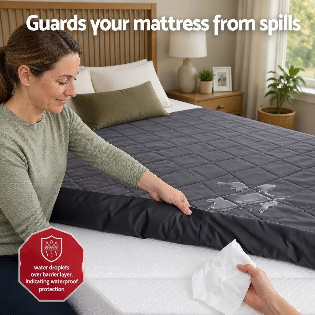 Single Mattress Protector Microfiber Grey 35cm Deep Pocket Fitted Water-Resistant Elastic Skirt
