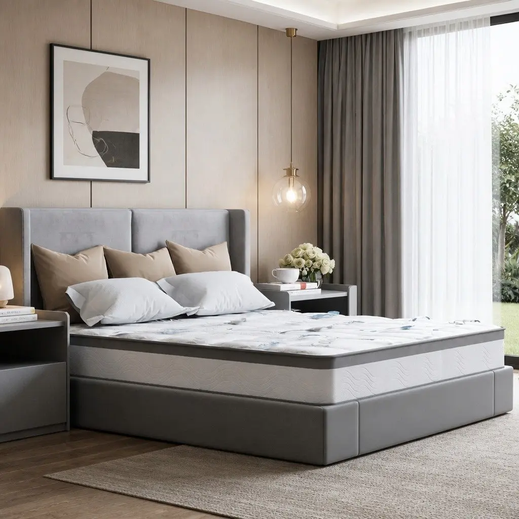 King Single Pocket Coil Mattress 25cm White Hypoallergenic Comfort Sleep Support