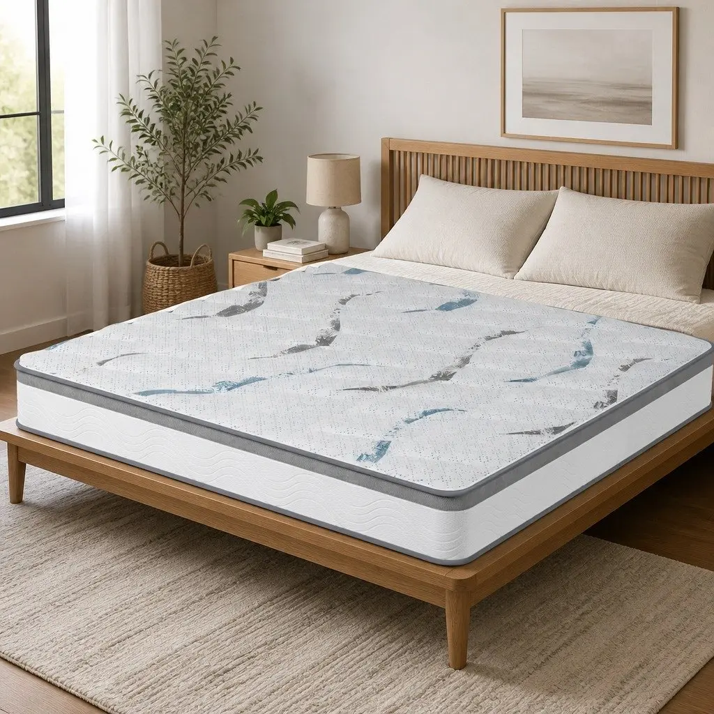 Spring Mattress King Pocket 25cm White High-Density Foam Comfort Support