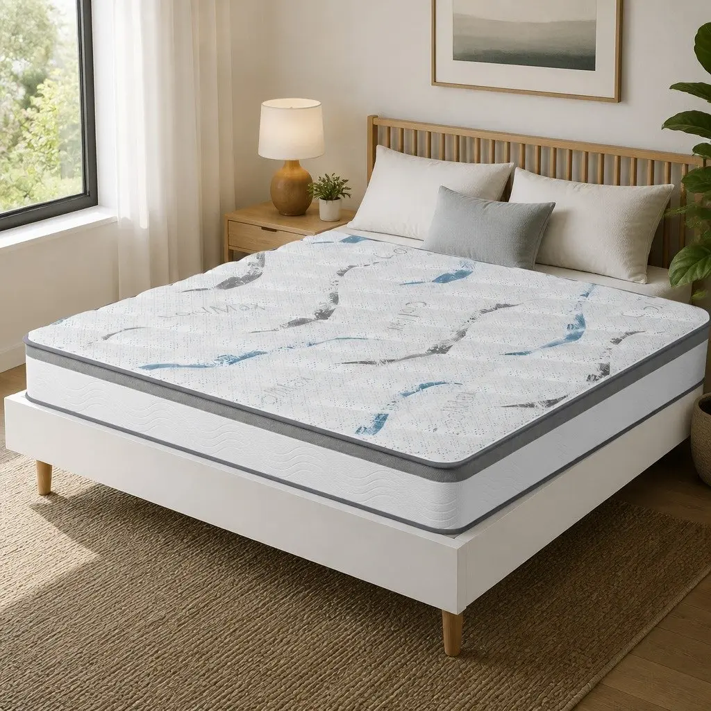 Queen Spring Mattress Pocket Coil 25cm Hypoallergenic White