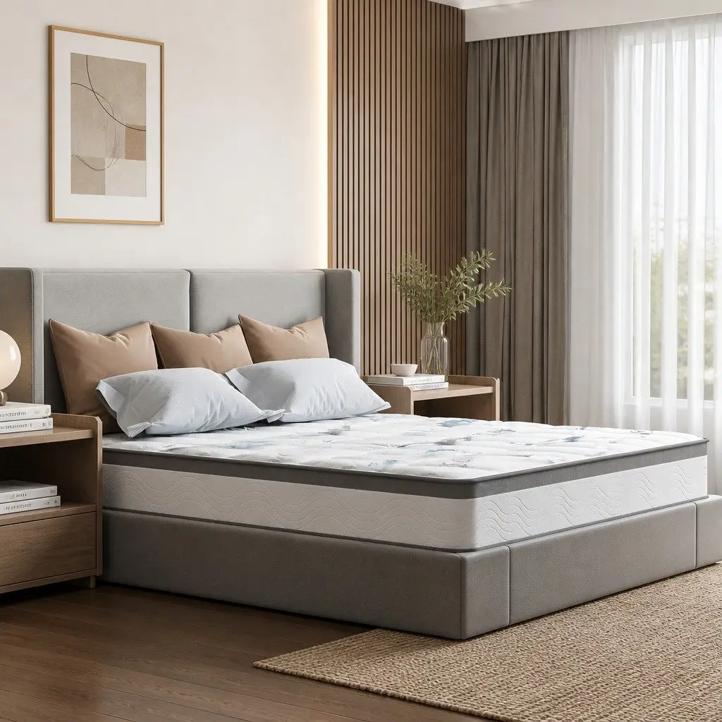 Queen Spring Mattress Pocket Coil 25cm Hypoallergenic White