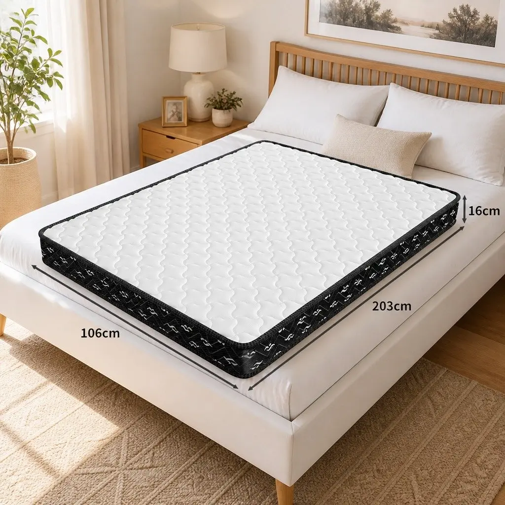 King Single Spring Mattress 16cm Tight Pocket Bonnell Core Breathable Support