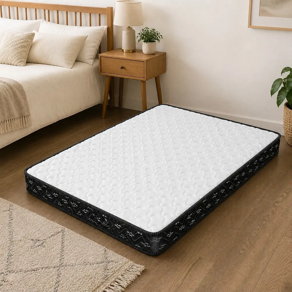 Single Mattress Bonnell Coil 16cm Thick White and Black