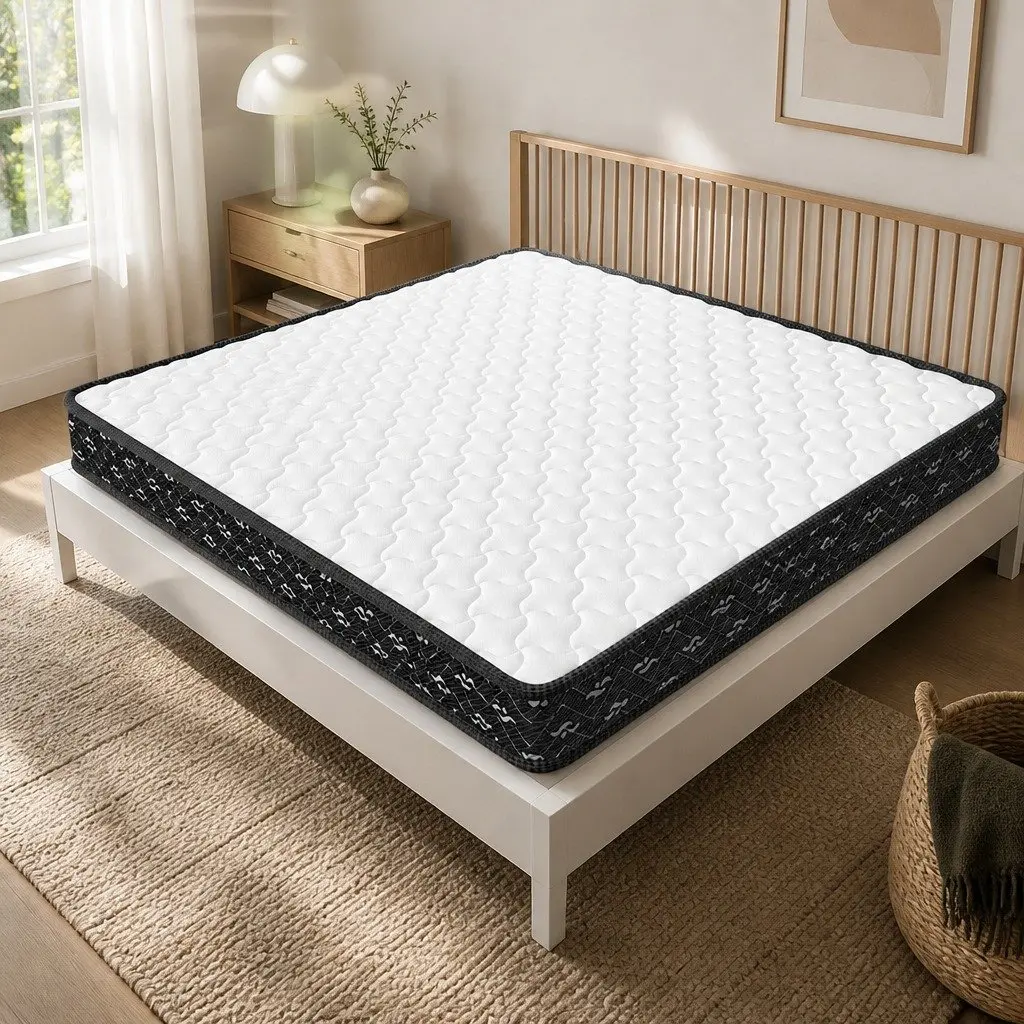 Single Mattress Bonnell Coil 16cm Thick White and Black