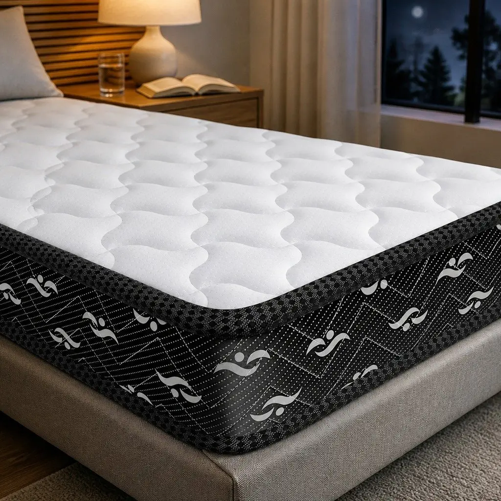 Single Mattress Bonnell Coil 16cm Thick White and Black