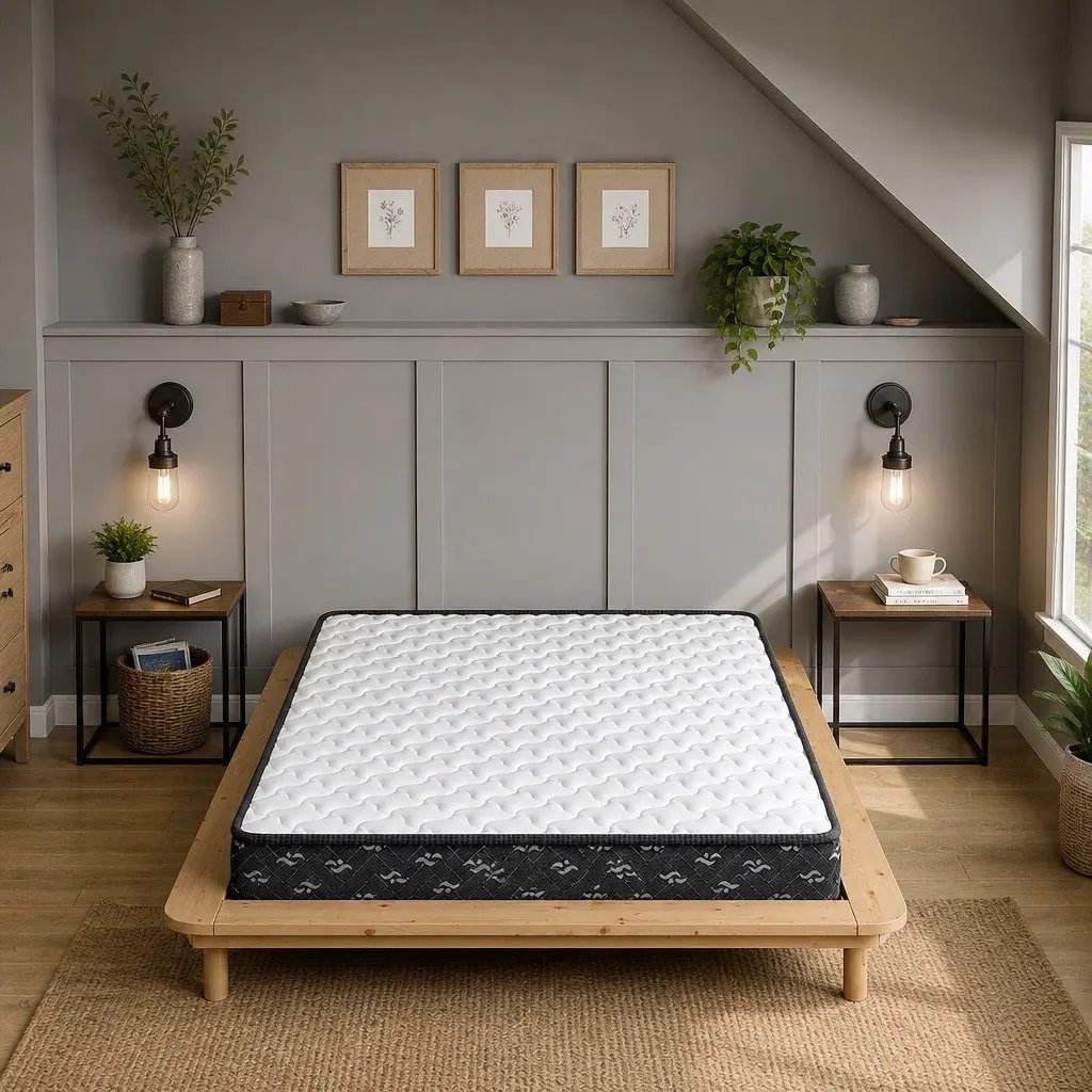 Single Mattress Bonnell Coil 16cm Thick White and Black