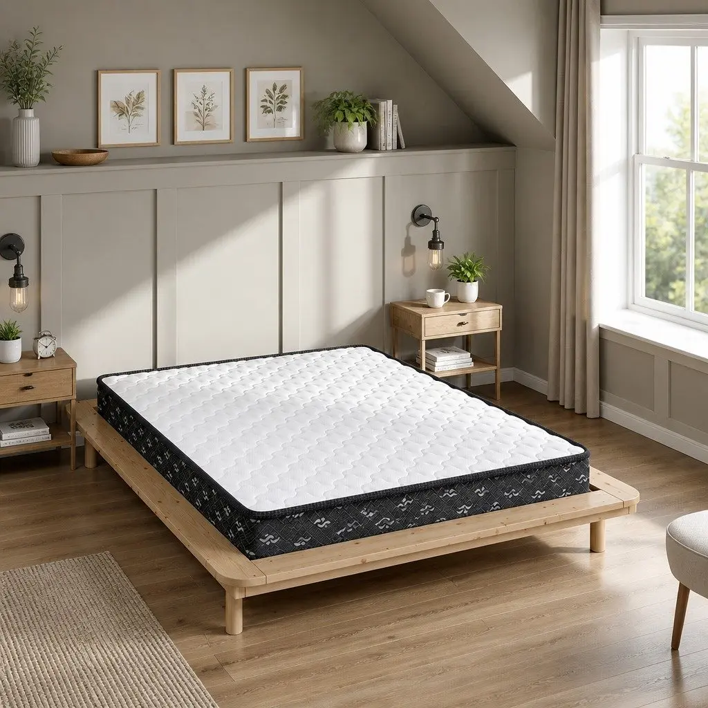 Single Mattress Bonnell Coil 16cm Thick White and Black