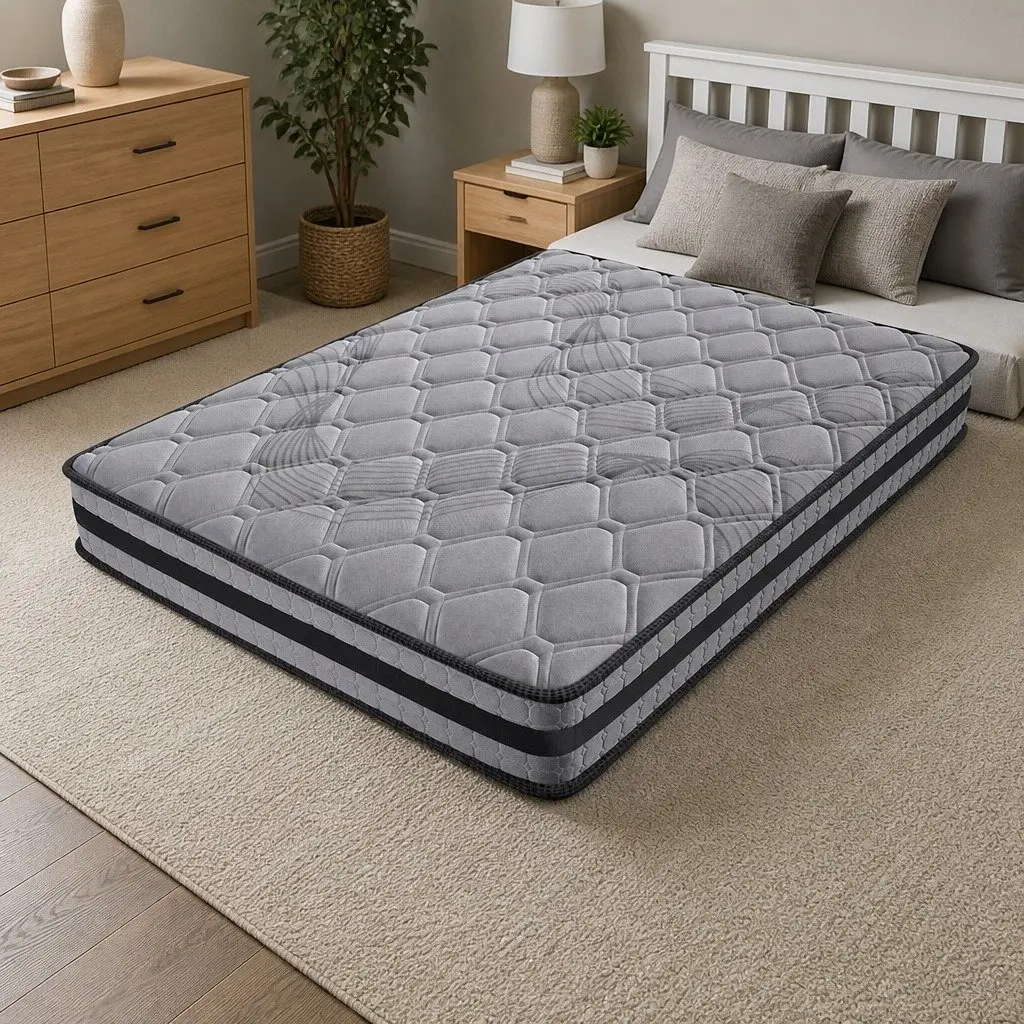 Pocket Spring Mattress Medium Firm 188cm x 138cm Grey 5-Zone Support